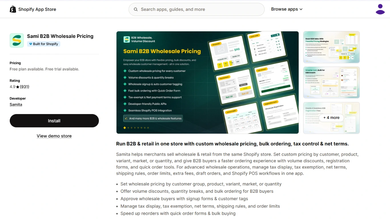 Sami B2B Wholesale Pricing Shopify app