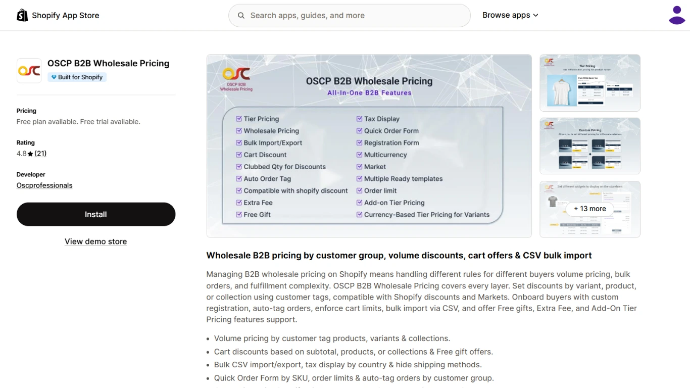 OSCP B2B Wholesale Pricing Shopify app