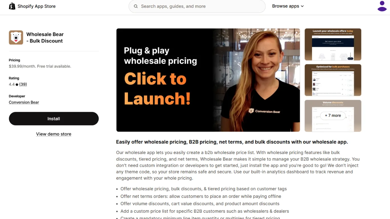 Wholesale Bear Shopify app