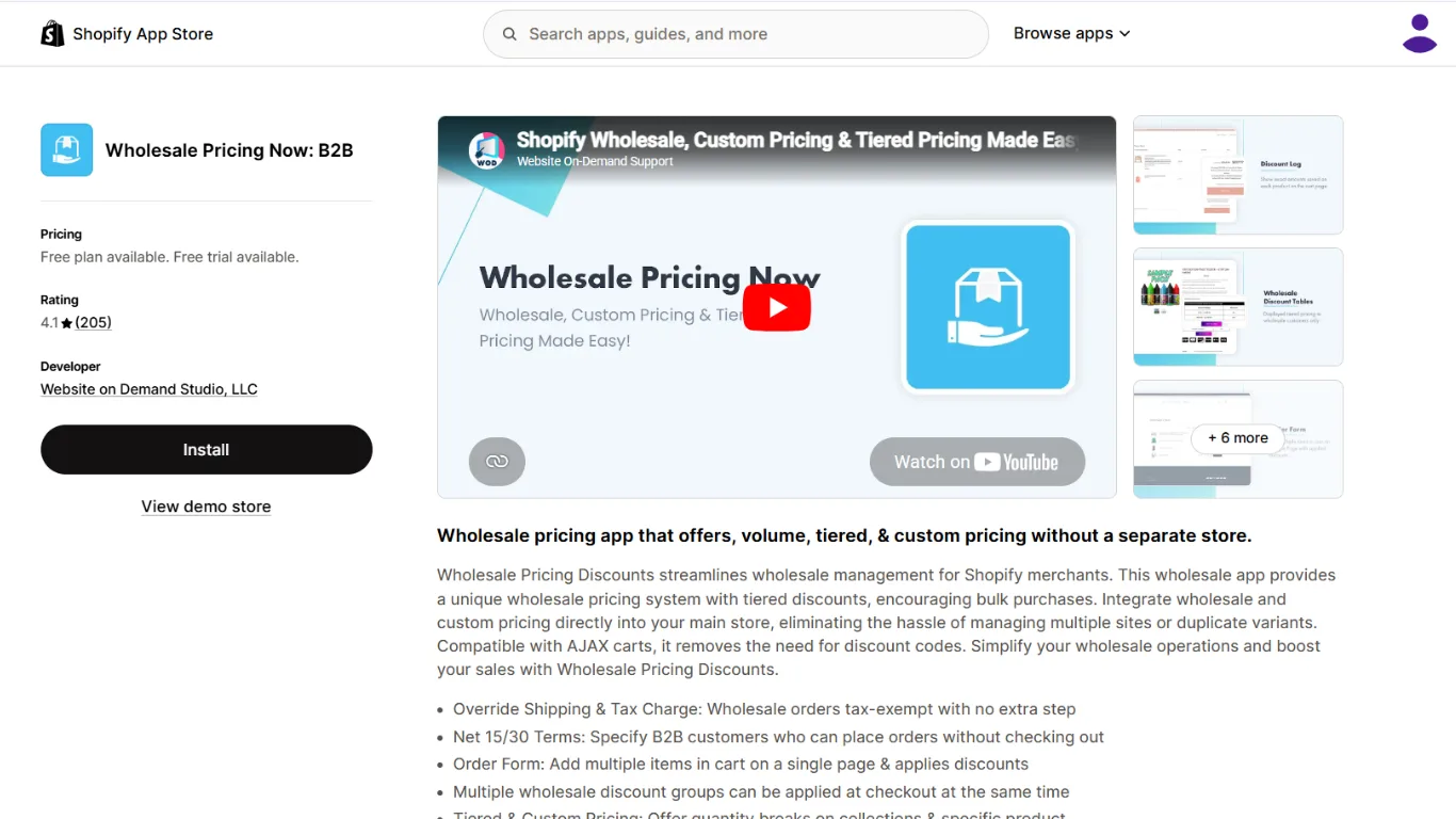 Wholesale Pricing Now B2B Shopify app