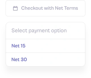 Wholesale Pricing Discount checkout with Net 15 and Net 30 payment options