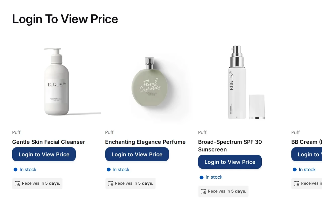 BSS B2B Lock replacing product prices with a login-to-view-price button for guests