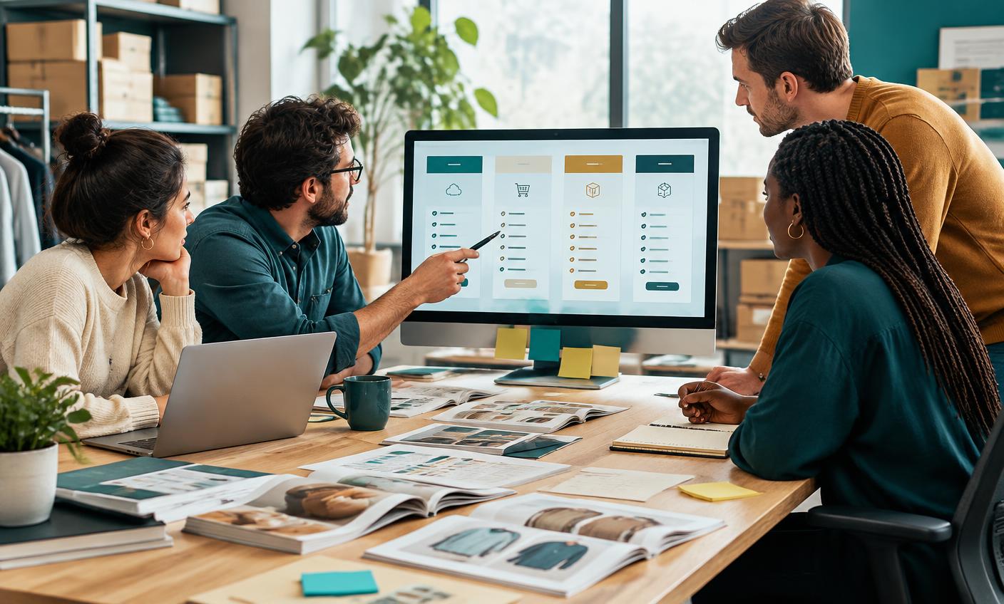 A wholesale team comparing ecommerce app options