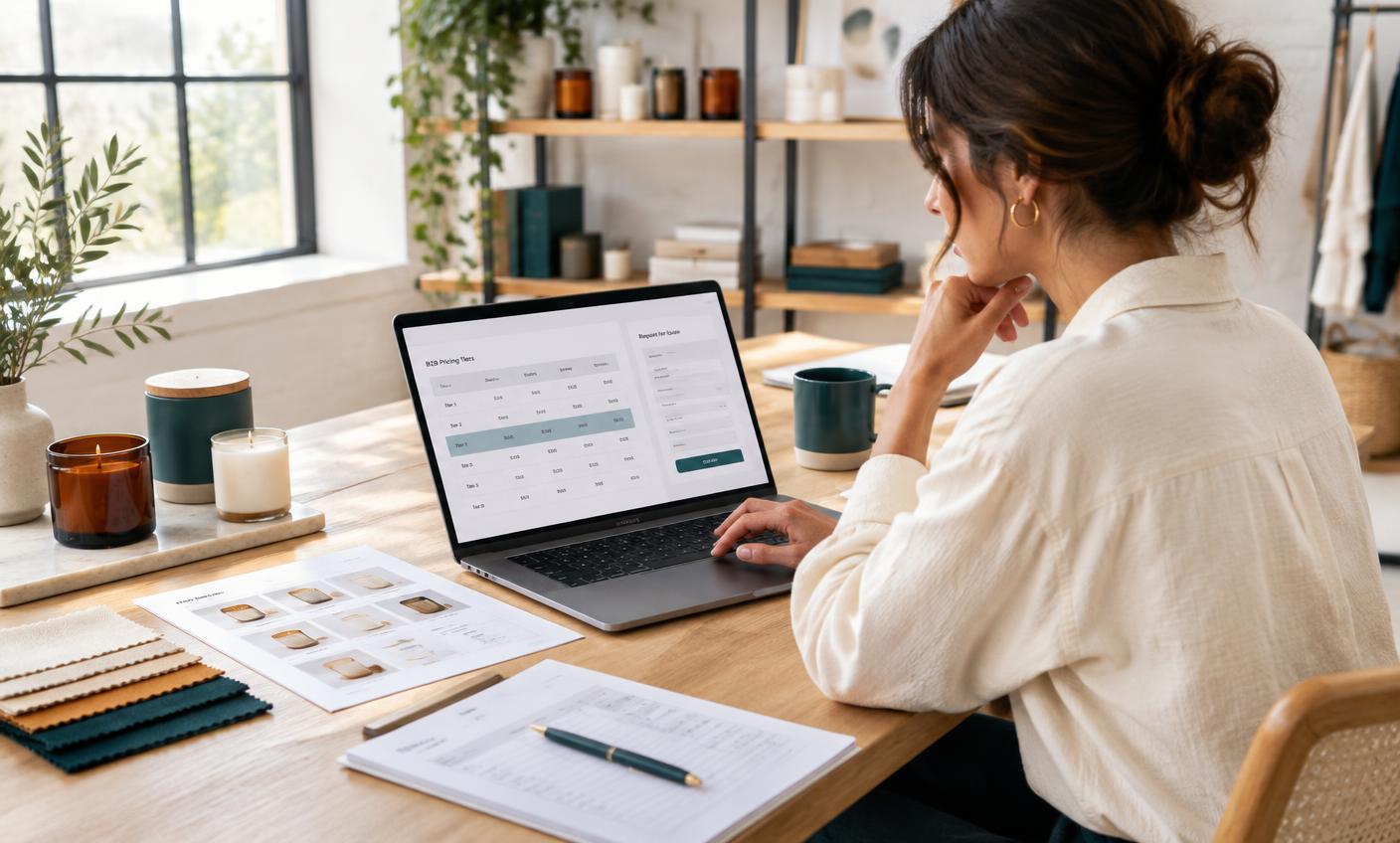 A merchant reviewing B2B pricing and a quote request